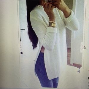 Off white side split pullover sweater